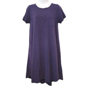 Women's LuLaRoe T-shirt Pocket High-Low Dress XS Carly Swing Dress Blue Black